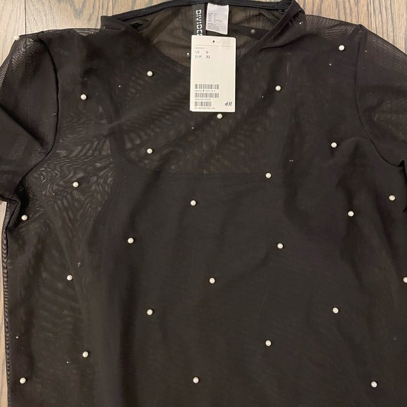 H&M black sheer dress with pearls - Picture 3 of 3